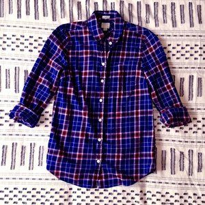 J Crew boy fit blue and red plaid shirt